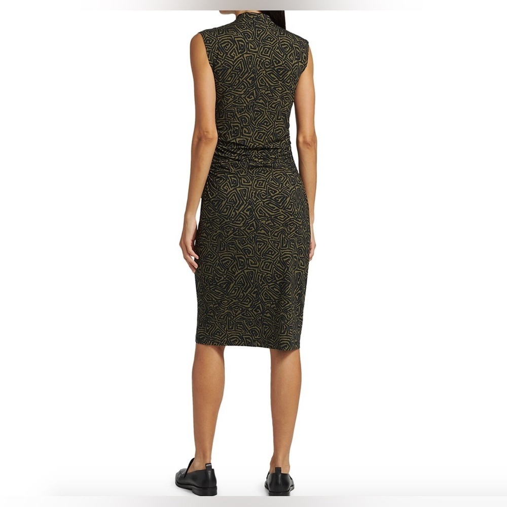 Proenza Schouler Green Black Abstract Stretch Bodycon Dress Mock Neck Size M - Picture 11 of 14